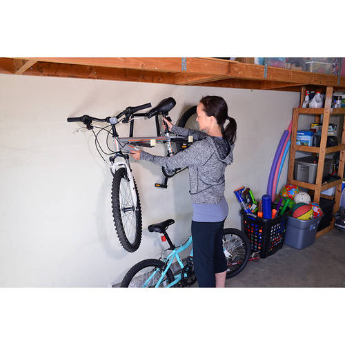 Wall-Mounted 2-Bicycle Folding Storage Bike Rack